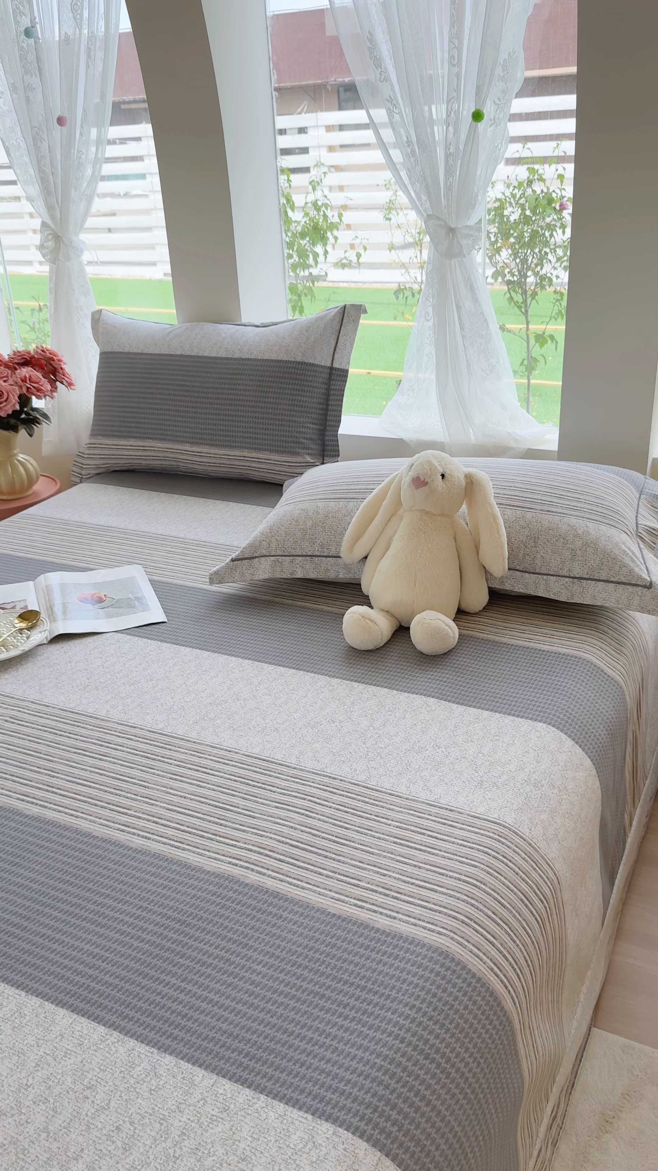 91家纺网 家纺一手货源 找家纺 壹贝家纺 2025新款A类100%全棉纯棉磨毛床单单床单床单单件 亚马-灰