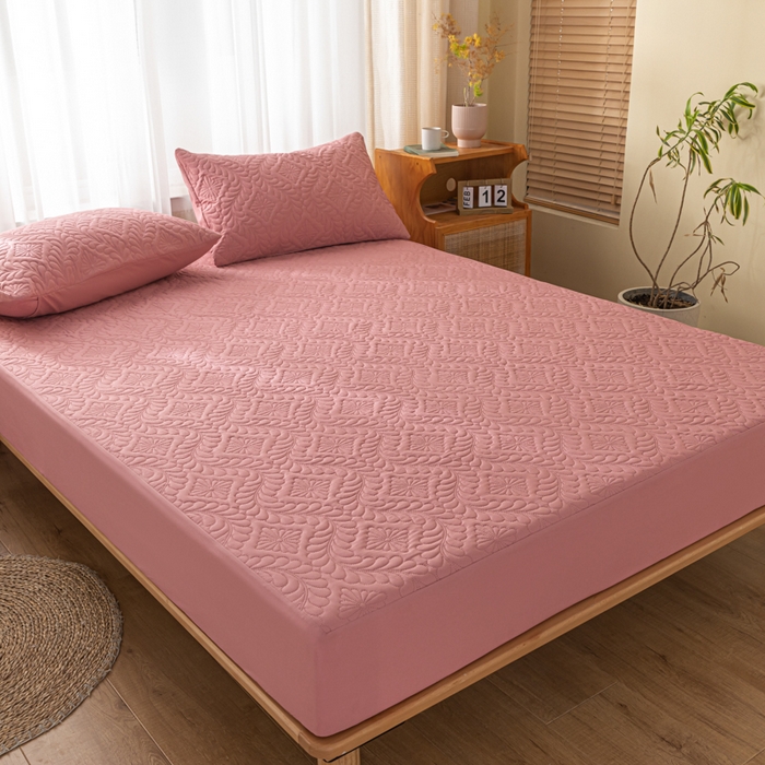 91家纺网 家纺一手货源 找家纺 （总）梵克保罗 2025新款简约纯色水洗棉防水夹棉床笠