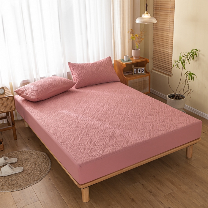 91家纺网 家纺一手货源 找家纺 （总）梵克保罗 2025新款简约纯色水洗棉防水夹棉床笠