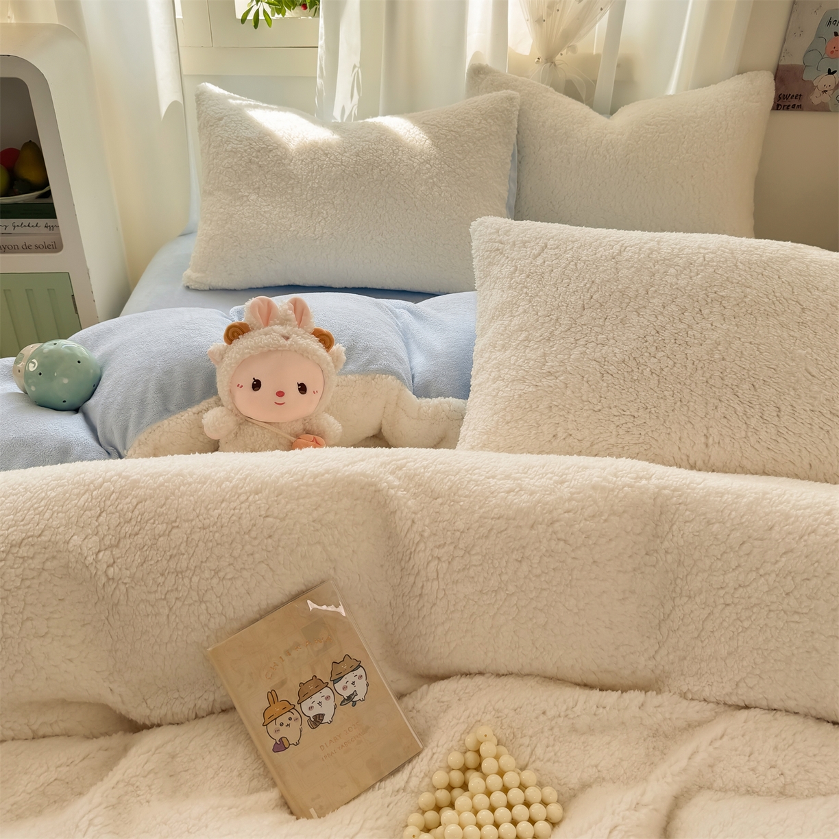 91家纺网 家纺一手货源 找家纺 （总）灰鲸 2025新款秋冬韩系牛奶羊羔绒四件套