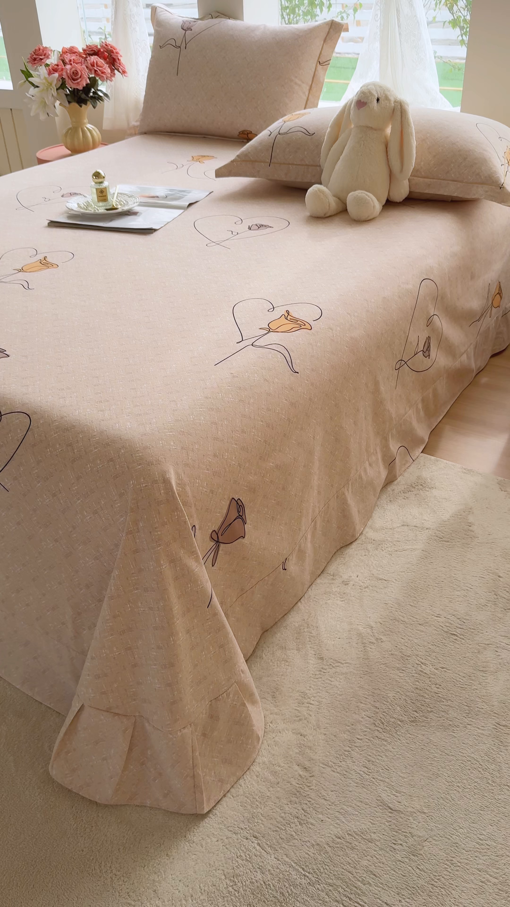 91家纺网 家纺一手货源 找家纺 壹贝家纺 2025新款A类100%全棉纯棉磨毛床单单床单床单单件 小香玉-咖