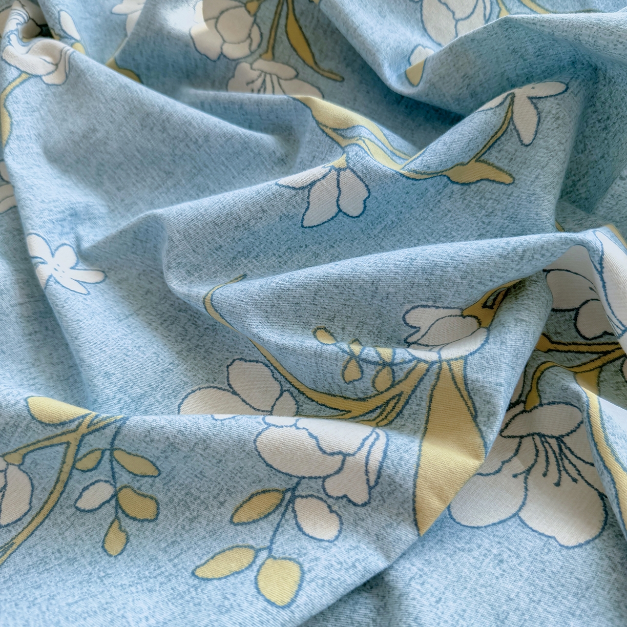 91家纺网 家纺一手货源 找家纺 壹贝家纺 2025新款A类100%全棉纯棉磨毛床单单床单床单单件 蓝莲花