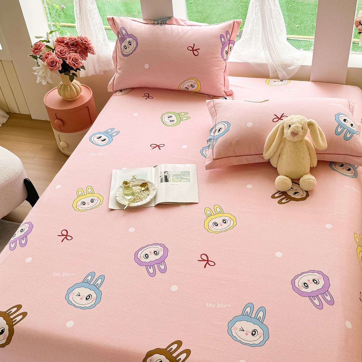 91家纺网 家纺一手货源 找家纺 壹贝家纺 2025新款A类100%全棉纯棉磨毛床单单床单床单单件 拉多-粉