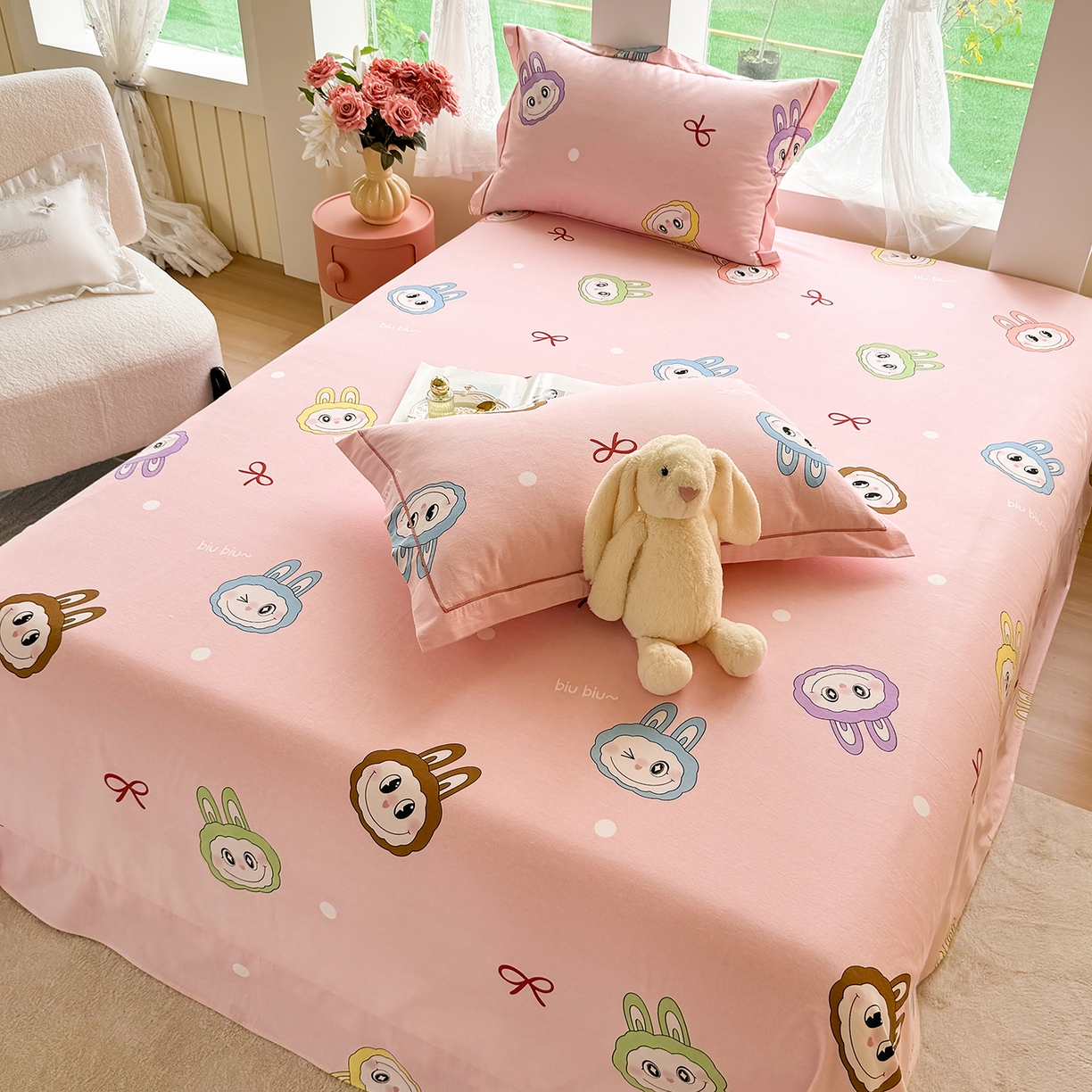 91家纺网 家纺一手货源 找家纺 壹贝家纺 2025新款A类100%全棉纯棉磨毛床单单床单床单单件 拉多-粉