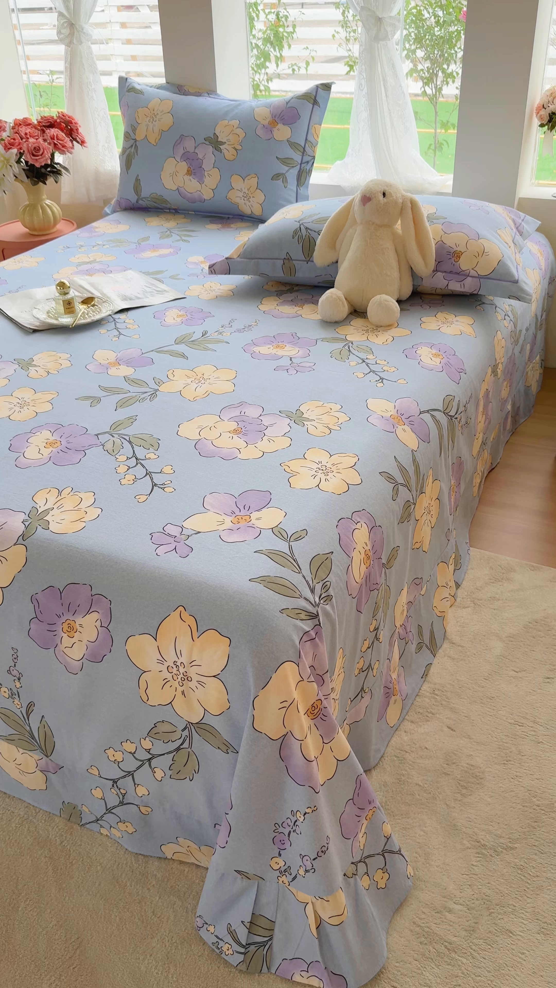 91家纺网 家纺一手货源 找家纺 壹贝家纺 2025新款A类100%全棉纯棉磨毛床单单床单床单单件 莫奈花园