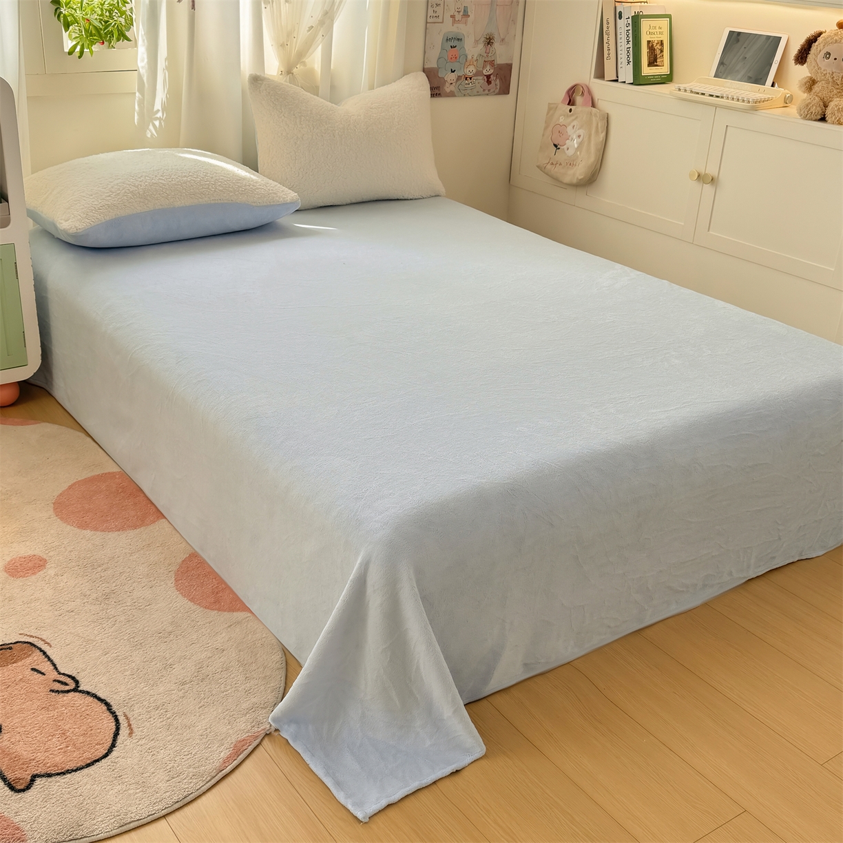 91家纺网 家纺一手货源 找家纺 （总）灰鲸 2025新款秋冬韩系牛奶羊羔绒四件套