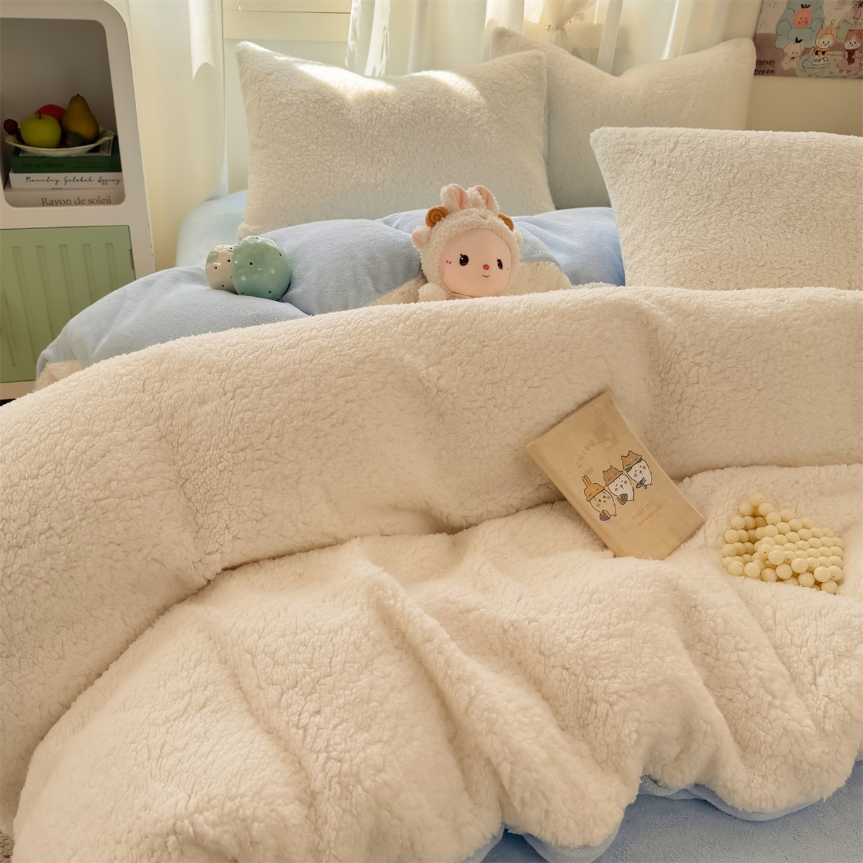 91家纺网 家纺一手货源 找家纺 （总）灰鲸 2025新款秋冬韩系牛奶羊羔绒四件套