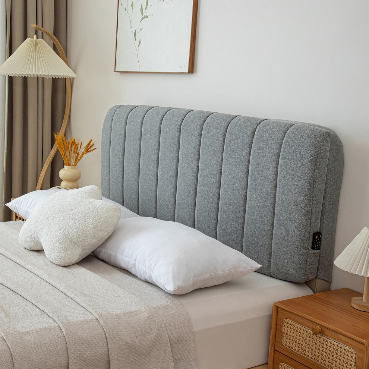 91家纺网 家纺一手货源 找家纺 沐沐家纺 2026新款泰迪绒床头罩靠背 暮云灰