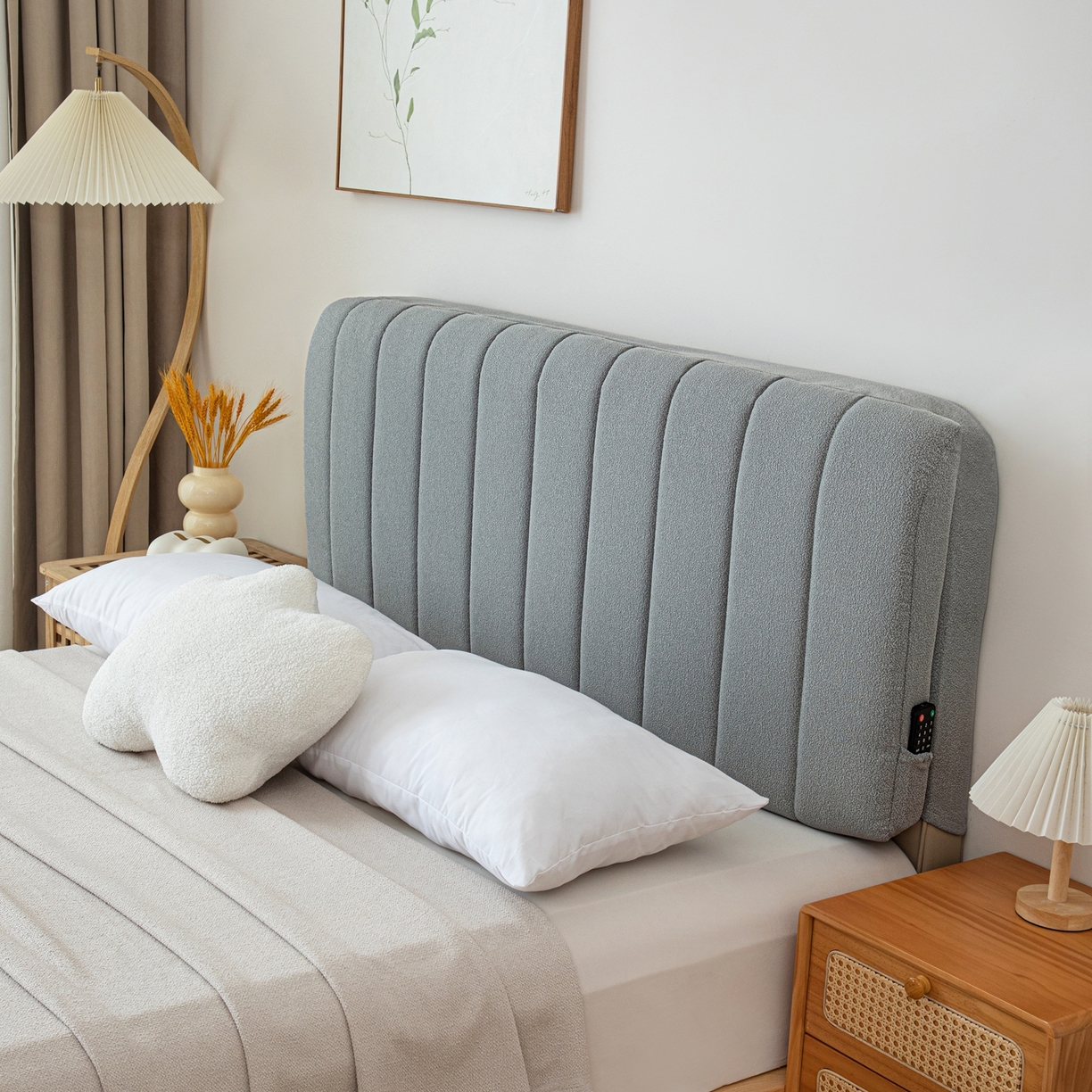 91家纺网 家纺一手货源 找家纺 沐沐家纺 2026新款泰迪绒床头罩靠背 暮云灰