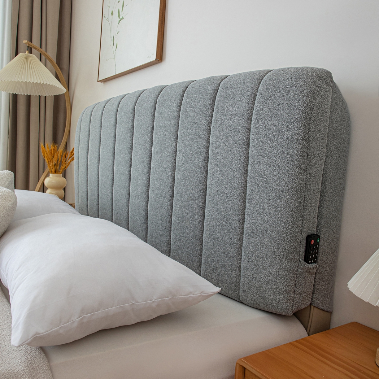 91家纺网 家纺一手货源 找家纺 沐沐家纺 2026新款泰迪绒床头罩靠背 暮云灰