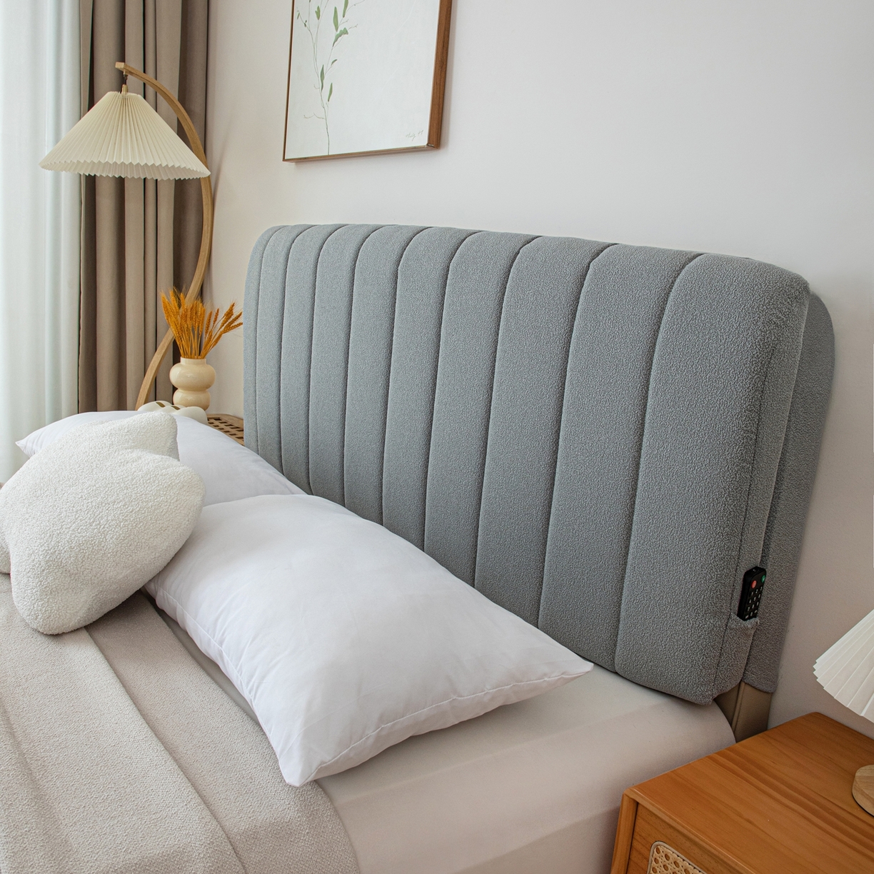 91家纺网 家纺一手货源 找家纺 沐沐家纺 2026新款泰迪绒床头罩靠背 暮云灰