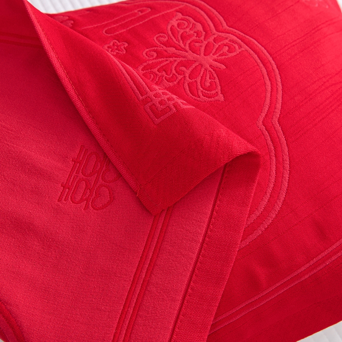 91家纺网 家纺一手货源 找家纺 棠薇家纺 2025新款全棉大红婚庆枕巾 百年好合