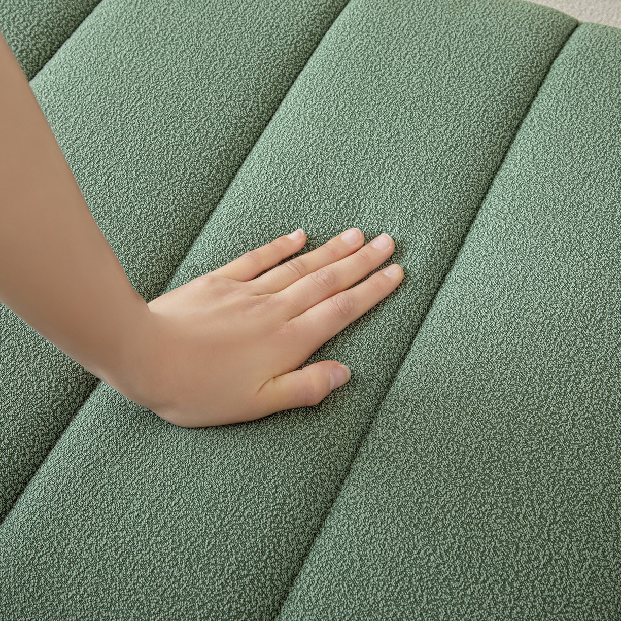 91家纺网 家纺一手货源 找家纺 沐沐家纺 2026新款泰迪绒床头罩靠背 抹茶绿