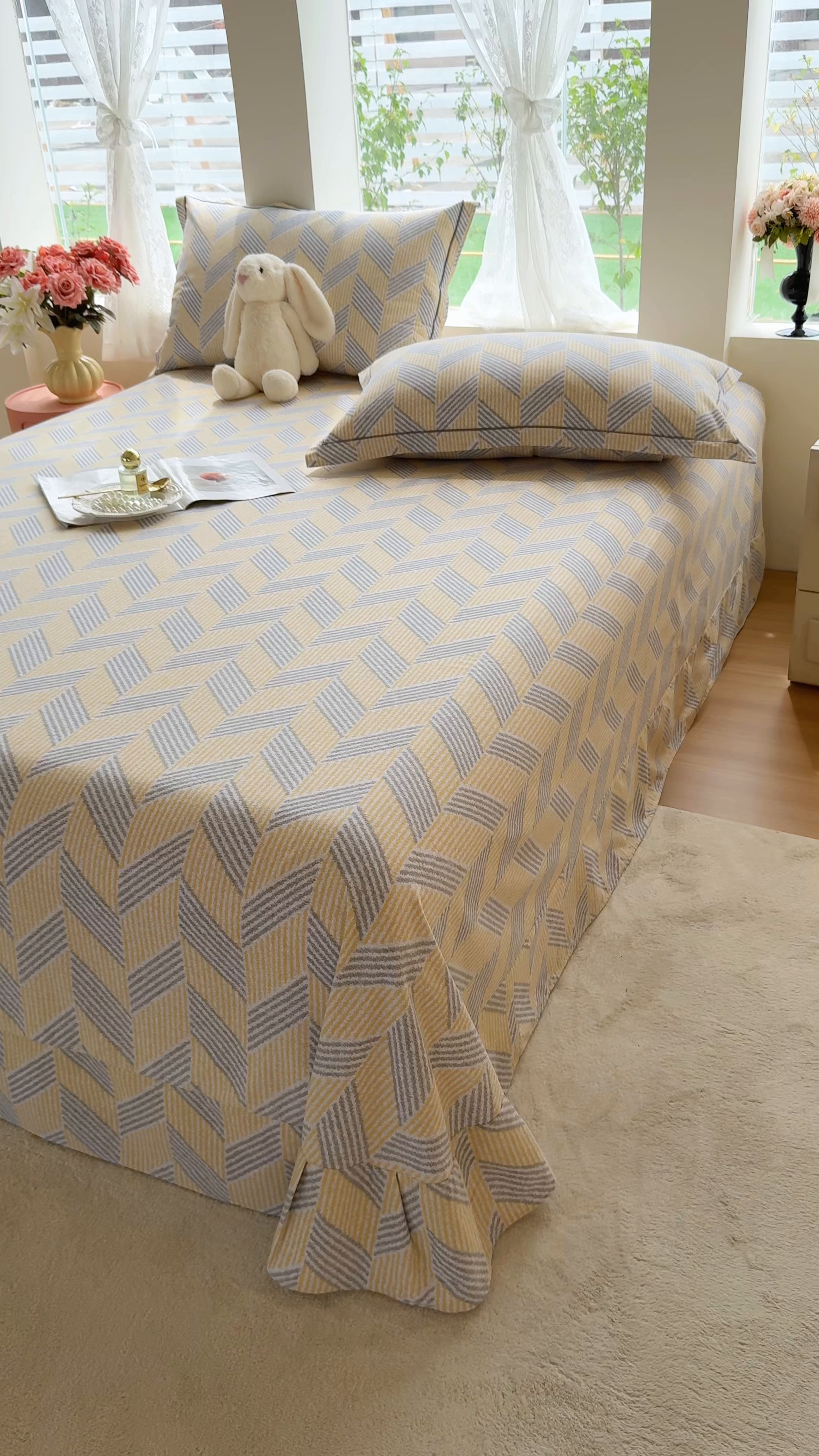 91家纺网 家纺一手货源 找家纺 壹贝家纺 2025新款A类100%全棉纯棉磨毛床单单床单床单单件 施华-灰