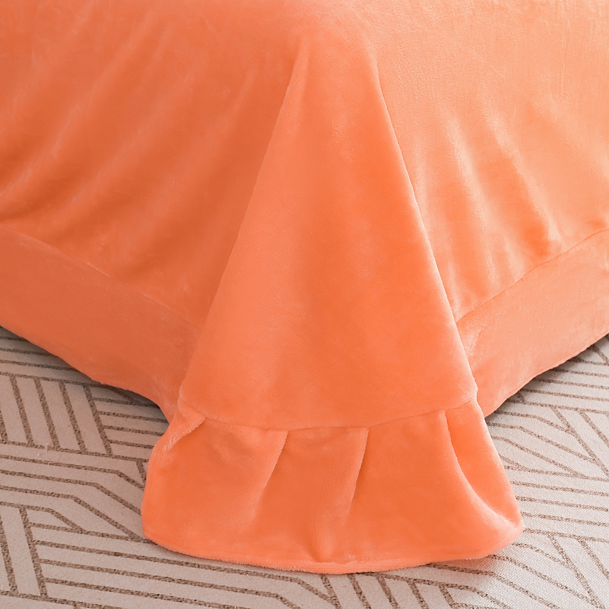 91家纺网 家纺一手货源 找家纺 孟鑫家纺 2025新款220克高克重韩版立体花边牛奶法式绣花四件套床单床盖款被套-浪漫花园系列 浪漫花园-橙色