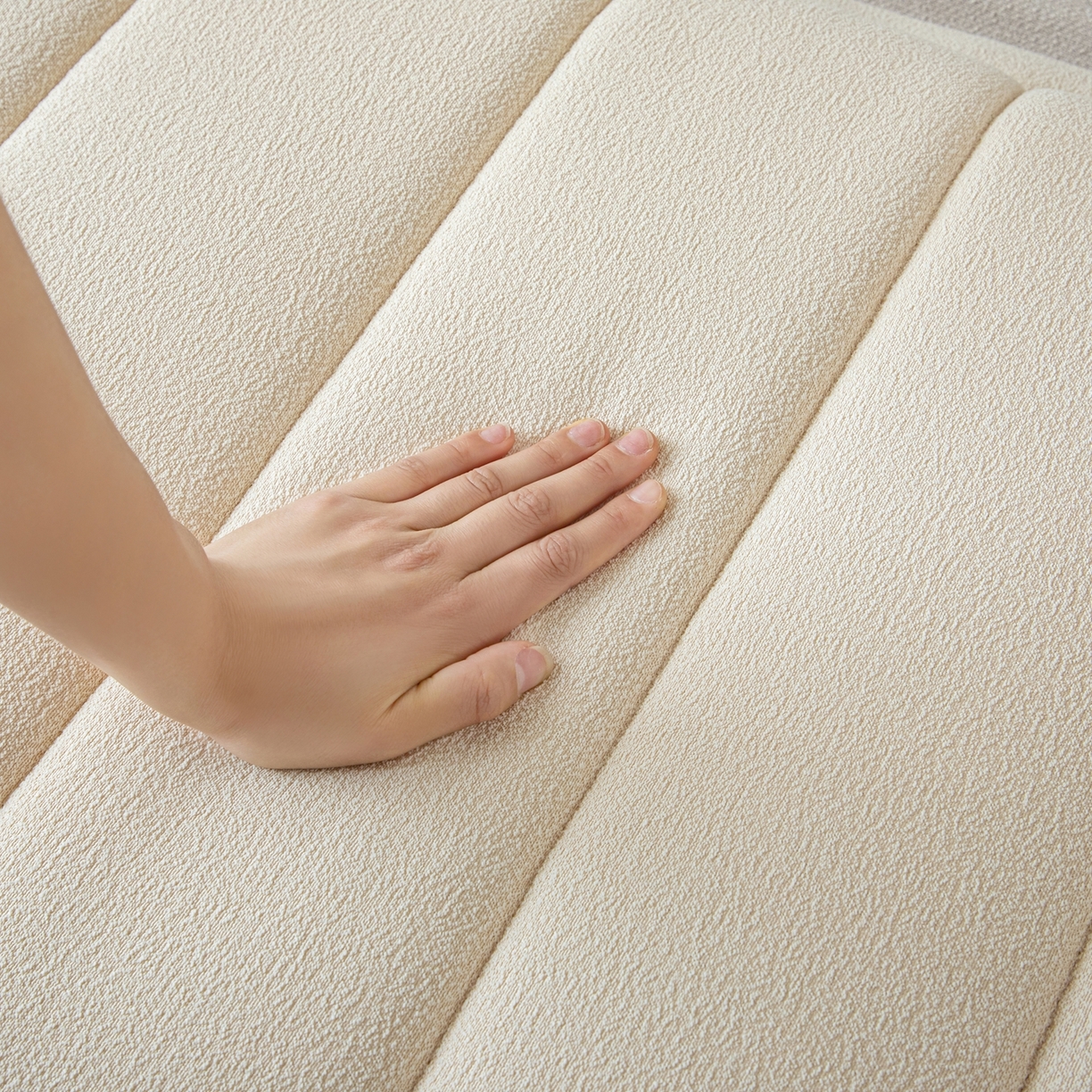 91家纺网 家纺一手货源 找家纺 沐沐家纺 2026新款泰迪绒床头罩靠背 奶油白