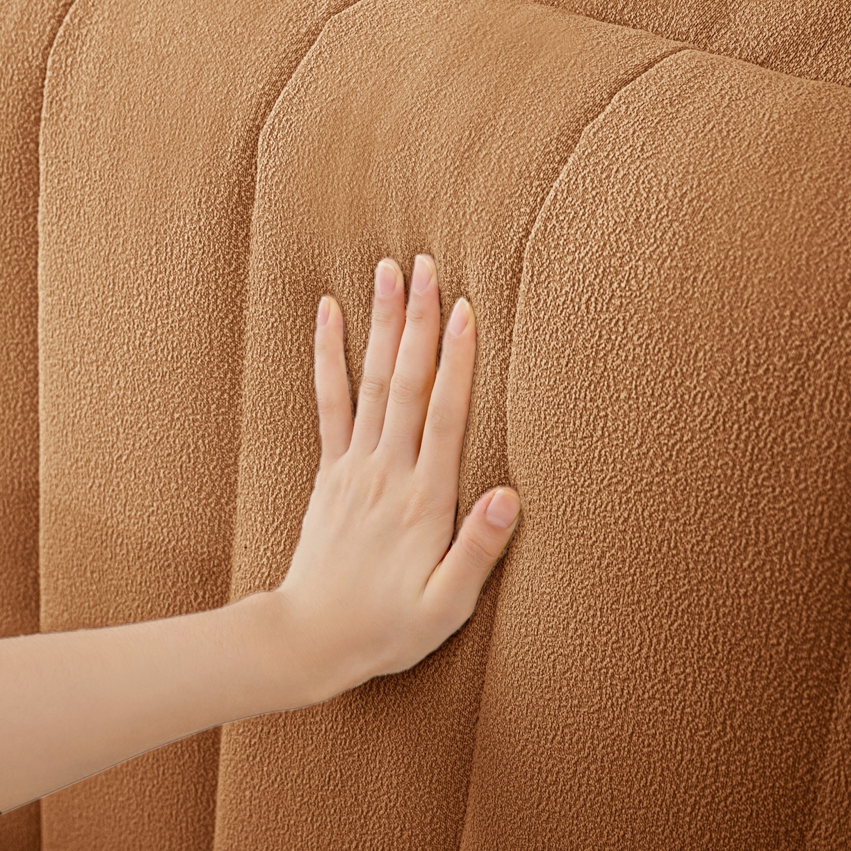 91家纺网 家纺一手货源 找家纺 沐沐家纺 2026新款泰迪绒床头罩靠背 元气橙