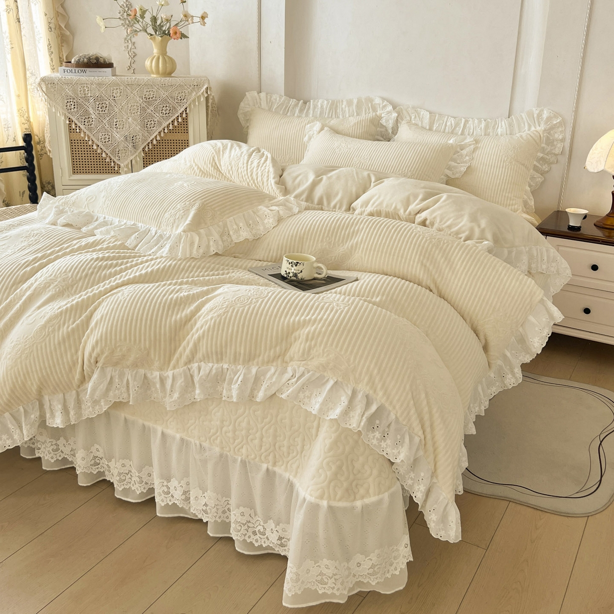 91家纺网 家纺一手货源 找家纺 （总）怡源梦 2025新款雕花牛奶绒床盖四件套-国色芳华系列