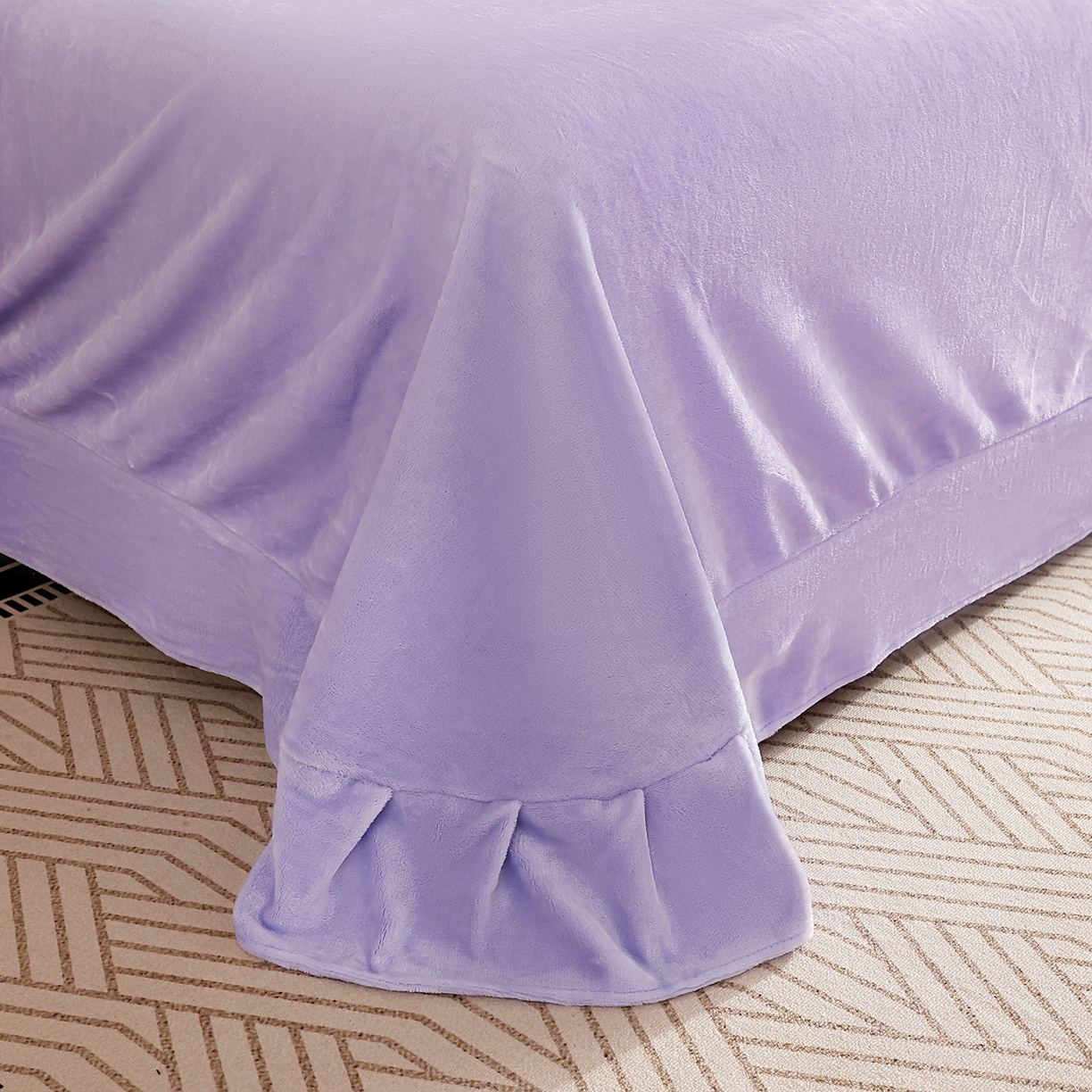 91家纺网 家纺一手货源 找家纺 孟鑫家纺 2025新款220克高克重韩版立体花边牛奶法式绣花四件套床单床盖款被套-浪漫花园系列 浪漫花园-千夏紫