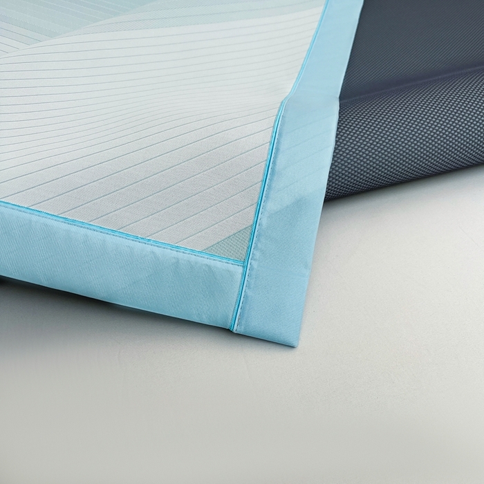 91家纺网 家纺一手货源 找家纺 梵克保罗 2025春夏新款针织凉感丝凉席三件套 雅韵-蓝