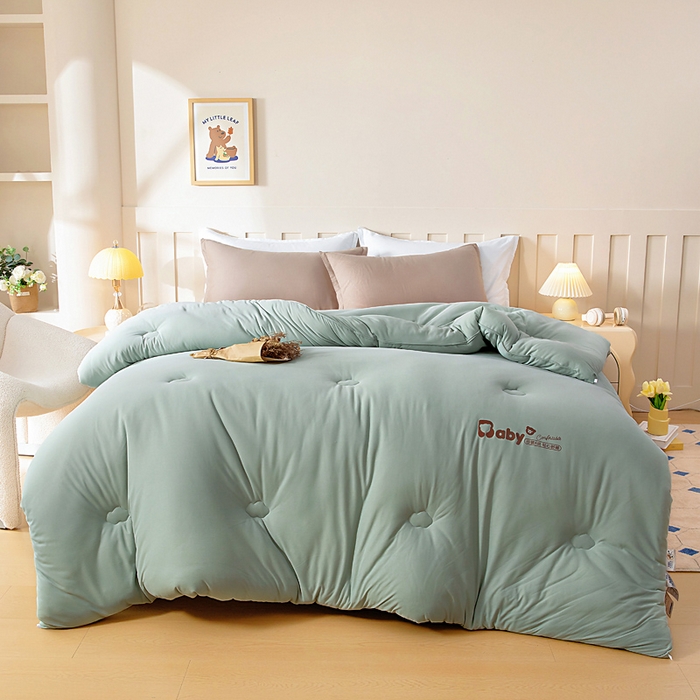 91家纺网 家纺一手货源 找家纺 亿莱鑫 2025新款秋冬A婴儿绒针织棉肌肤被被子被芯冬被 baby熊-绿