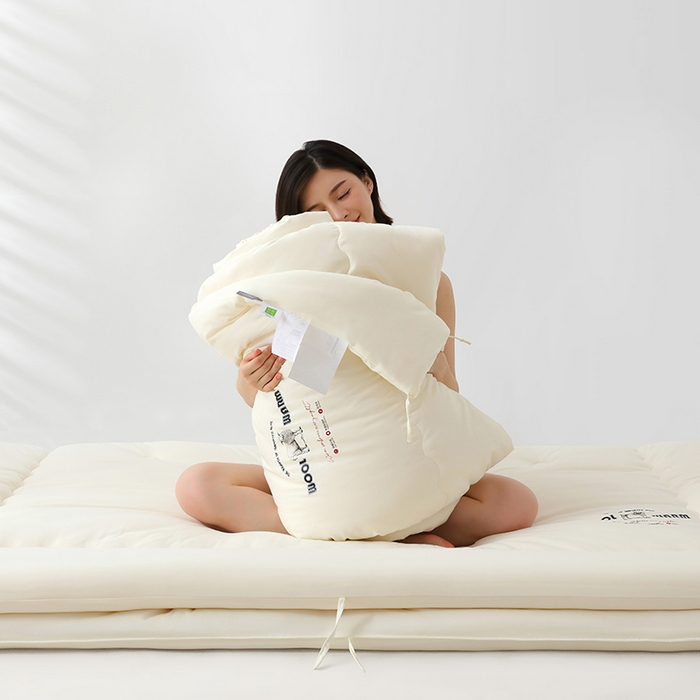 91家纺网 家纺一手货源 找家纺 优布加 2025新款二合一子母被绑绳款 粉玉