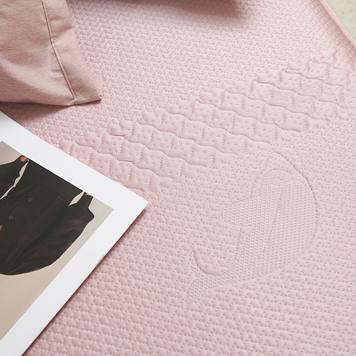 91家纺网 家纺一手货源 找家纺 梵克保罗 2025新款凉感丝蕾丝花边床笠款凉席-海豚系列 海豚 粉