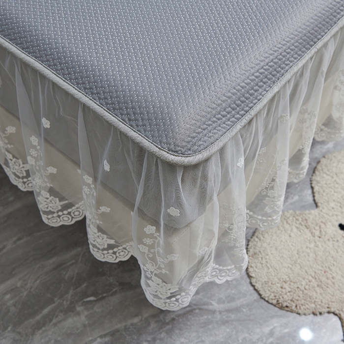91家纺网 家纺一手货源 找家纺 梵克保罗 2025新款凉感丝蕾丝花边床笠款凉席-海豚系列 海豚-灰