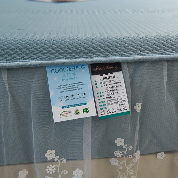 91家纺网 家纺一手货源 找家纺 梵克保罗 2025新款凉感丝蕾丝花边床笠款凉席-海豚系列 海豚 蓝