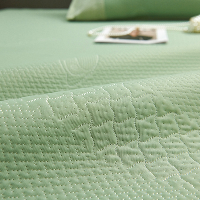 91家纺网 家纺一手货源 找家纺 梵克保罗 2025新款凉感丝蕾丝花边床笠款凉席-海豚系列 海豚 绿