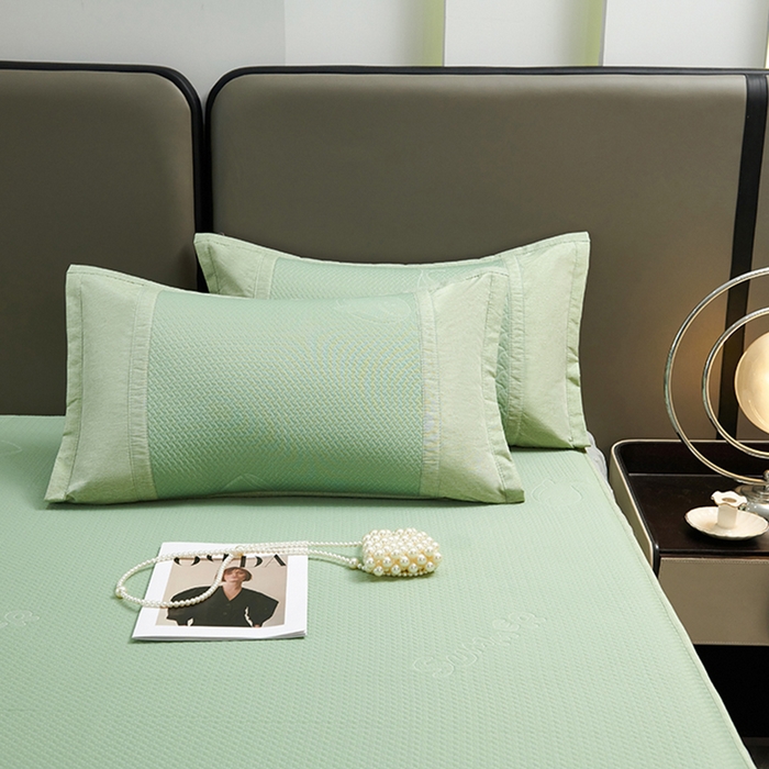 91家纺网 家纺一手货源 找家纺 梵克保罗 2025新款凉感丝蕾丝花边床笠款凉席-海豚系列 海豚 绿