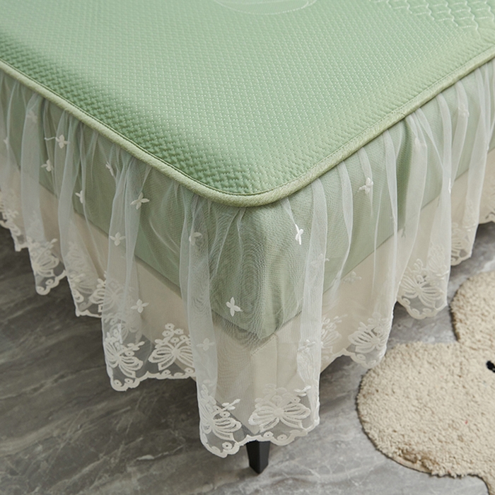 91家纺网 家纺一手货源 找家纺 梵克保罗 2025新款凉感丝蕾丝花边床笠款凉席-海豚系列 海豚 绿