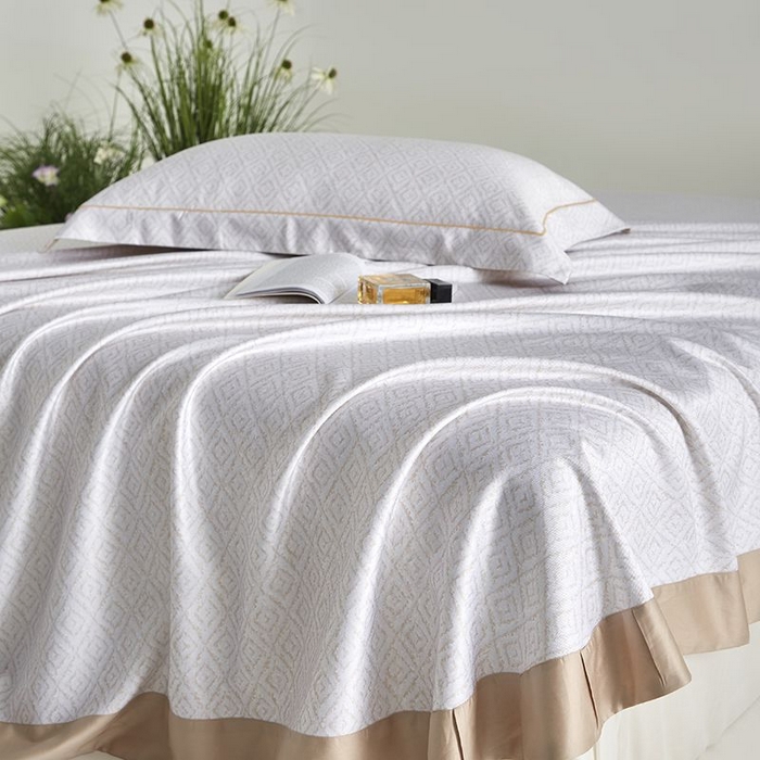 91家纺网 家纺一手货源 找家纺 梵克保罗 2025新款竹纤维+天丝软凉席三件套 雅致