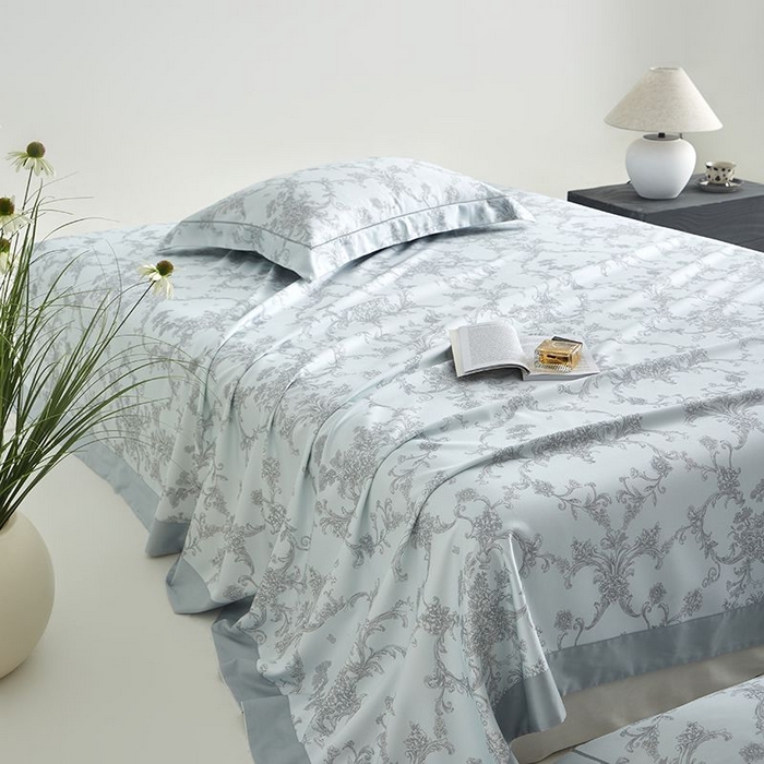 91家纺网 家纺一手货源 找家纺 梵克保罗 2025新款竹纤维+天丝软凉席三件套 芳华--蓝