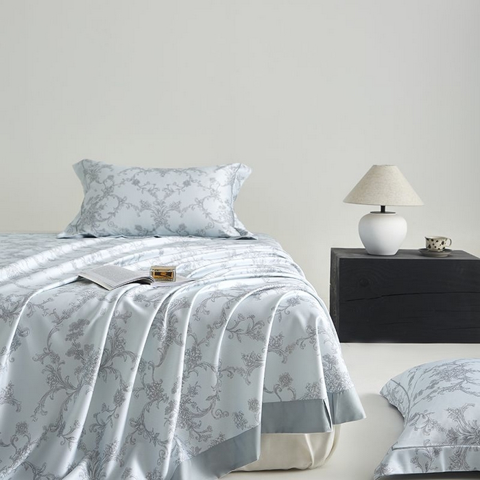 91家纺网 家纺一手货源 找家纺 梵克保罗 2025新款竹纤维+天丝软凉席三件套 芳华--蓝