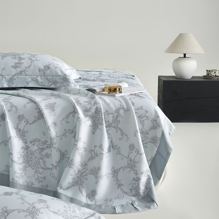 91家纺网 家纺一手货源 找家纺 梵克保罗 2025新款竹纤维+天丝软凉席三件套 芳华--蓝