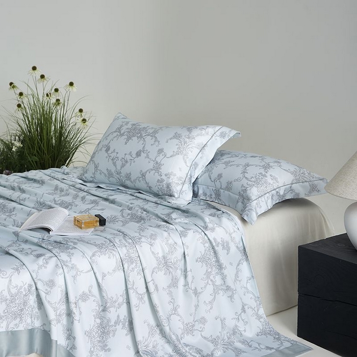 91家纺网 家纺一手货源 找家纺 梵克保罗 2025新款竹纤维+天丝软凉席三件套 芳华--蓝