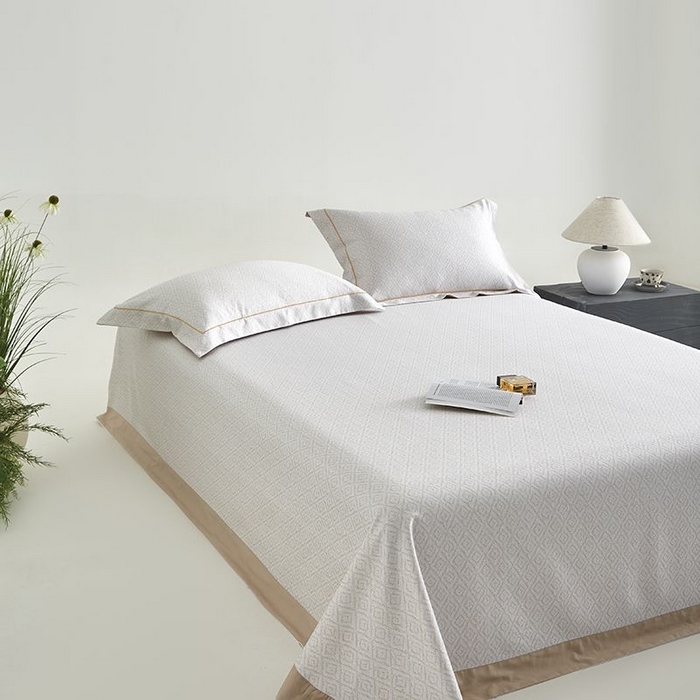 91家纺网 家纺一手货源 找家纺 梵克保罗 2025新款竹纤维+天丝软凉席三件套 雅致