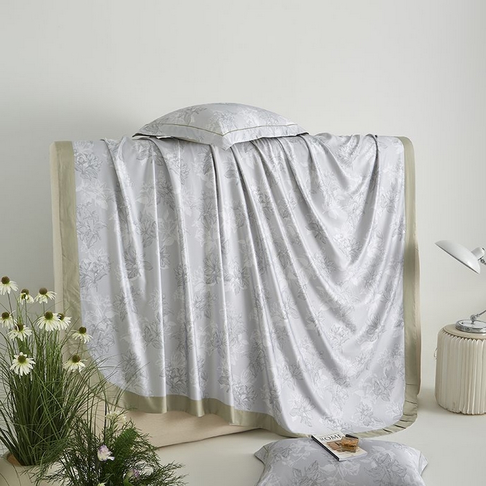 梵克保罗 2025新款竹纤维+天丝软凉席三件套 织梦--奶绿