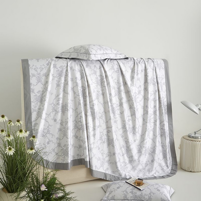 梵克保罗 2025新款竹纤维+天丝软凉席三件套 芳华--灰