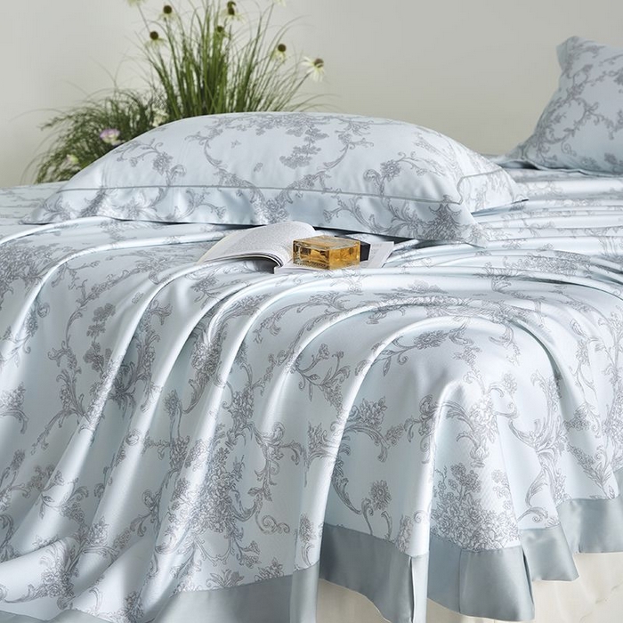 91家纺网 家纺一手货源 找家纺 梵克保罗 2025新款竹纤维+天丝软凉席三件套 芳华--蓝