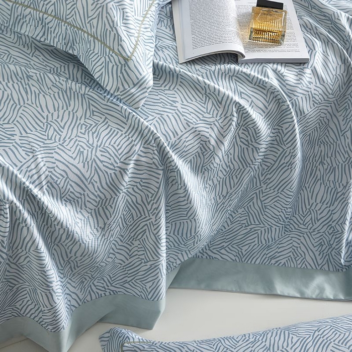 91家纺网 家纺一手货源 找家纺 梵克保罗 2025新款竹纤维+天丝软凉席三件套 蓝梦星河