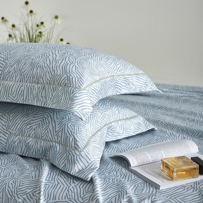 91家纺网 家纺一手货源 找家纺 梵克保罗 2025新款竹纤维+天丝软凉席三件套 蓝梦星河