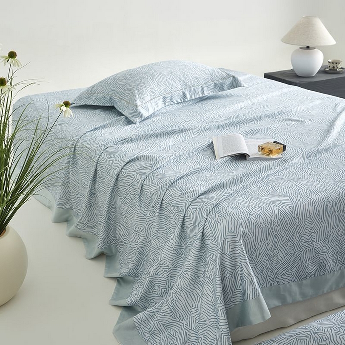 91家纺网 家纺一手货源 找家纺 梵克保罗 2025新款竹纤维+天丝软凉席三件套 蓝梦星河