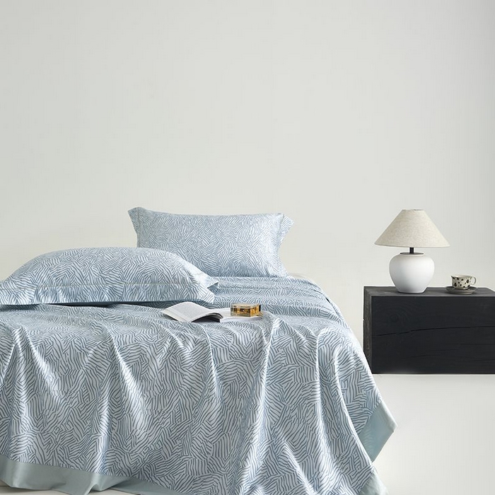 91家纺网 家纺一手货源 找家纺 梵克保罗 2025新款竹纤维+天丝软凉席三件套 蓝梦星河