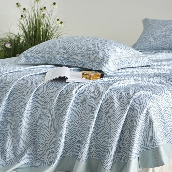 91家纺网 家纺一手货源 找家纺 梵克保罗 2025新款竹纤维+天丝软凉席三件套 蓝梦星河