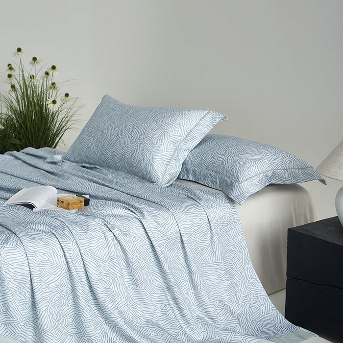 91家纺网 家纺一手货源 找家纺 梵克保罗 2025新款竹纤维+天丝软凉席三件套 蓝梦星河