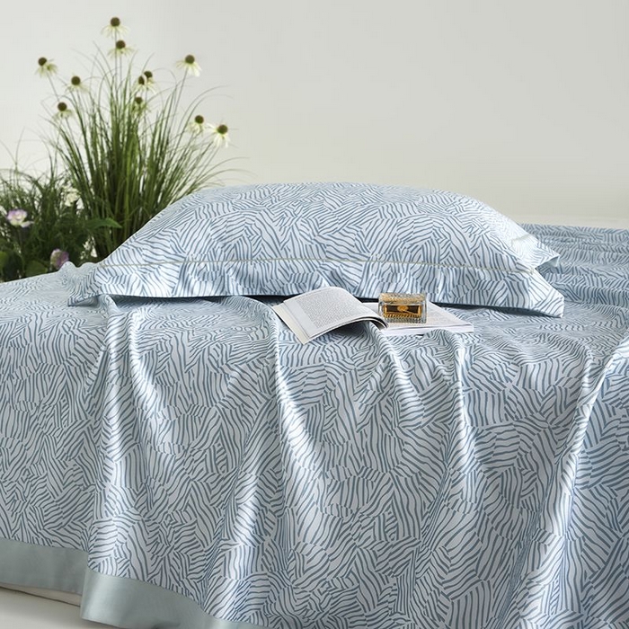 91家纺网 家纺一手货源 找家纺 梵克保罗 2025新款竹纤维+天丝软凉席三件套 蓝梦星河