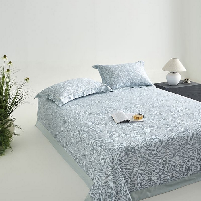 91家纺网 家纺一手货源 找家纺 梵克保罗 2025新款竹纤维+天丝软凉席三件套 蓝梦星河