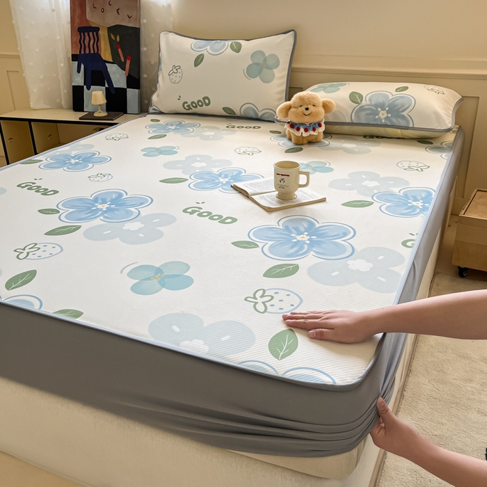 （总）梵克保罗 2025新款春夏PE提花凉感丝冰丝床笠款凉席